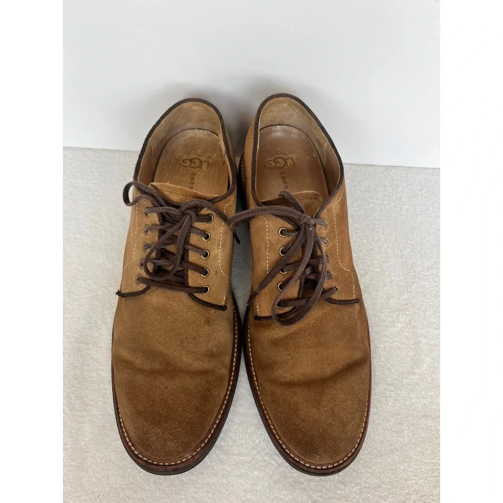 UGG Jovin Oxford Men's 11 Chestnut Buck Suede Derby Shoes Comfort Treadlite Lace